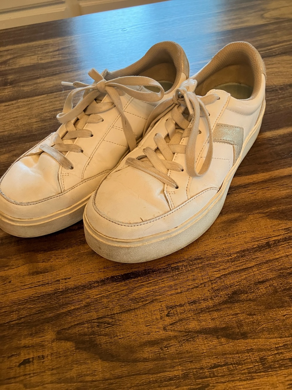 Dr. Scholl's White and Tan Platform Sneakers